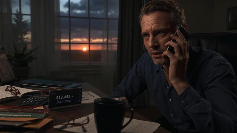 Veterinarian on a phone call realizing the high cost of losing a loyal client and why client retention in veterinary practice matters